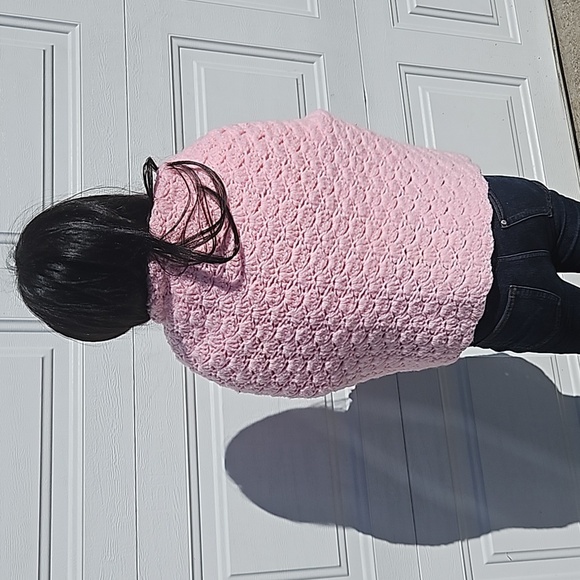 Hand Crafted handmade crochet shell stitch pink blanket gender reveal Vintage - Picture 4 of 17